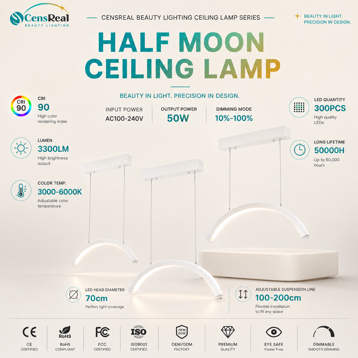 Ceiling Half Moon Light